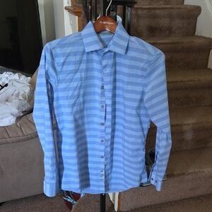 Reaction Kenneth Cole Blue Dress Shirt Tailored Fit 15 32/33 Slim Fit